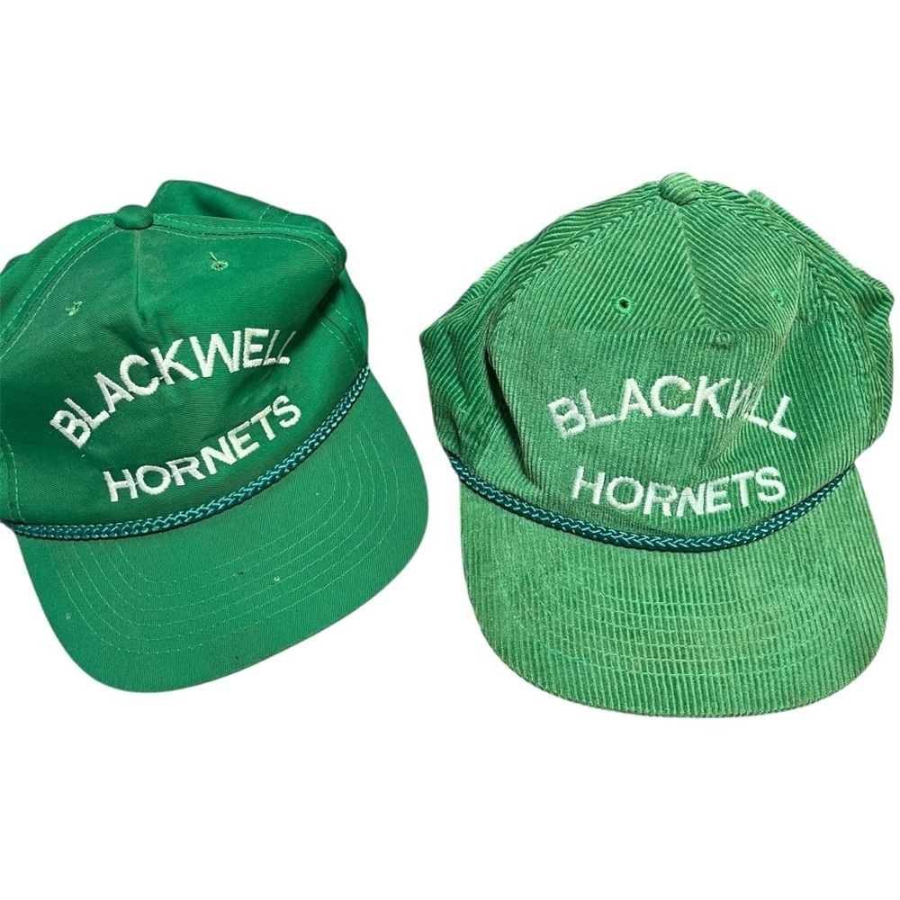 Vintage Lot 1980s Green Corduroy Trucker Hat Adjustable Blackwell Hornets Texas
